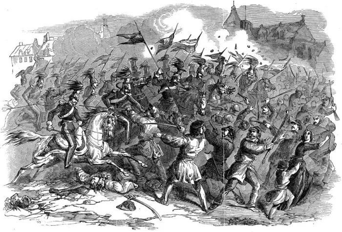 Framed Print : Troops charging the crowds in Berlin, Revolution in Prussia, March 1848 Framed Print : Troops charging the crowds in Berlin, Revolution in Prussia, March 1848