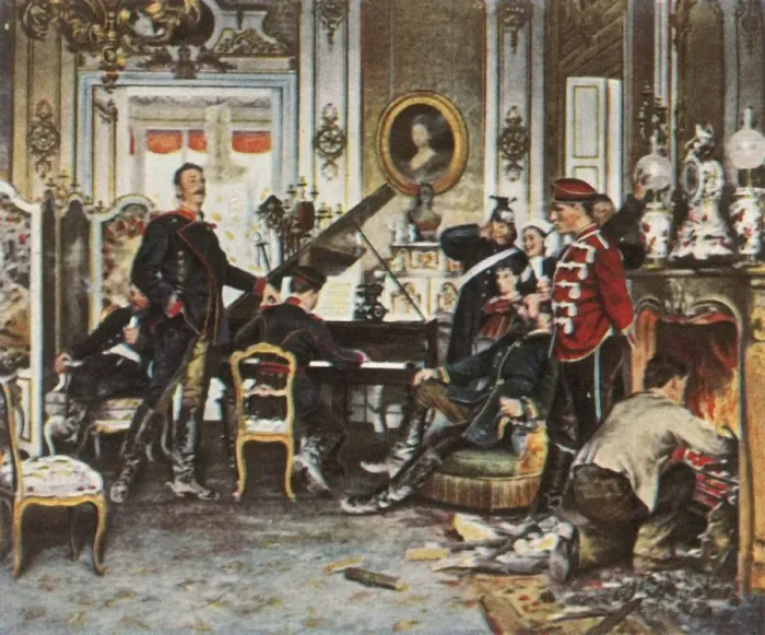 Framed Print : In the Troops Quarters outside Paris, 1870 / 71, (1936). Creator: Unknown Framed Print : In the Troops Quarters outside Paris, 1870 / 71, (1936). Creator: Unknown