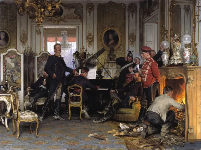 Framed Print : In the Troops Quarters outside Paris, 1894. Artist: Werner, Anton von (1843-1915) Framed Print : In the Troops Quarters outside Paris, 1894. Artist: Werner, Anton von (1843-1915)