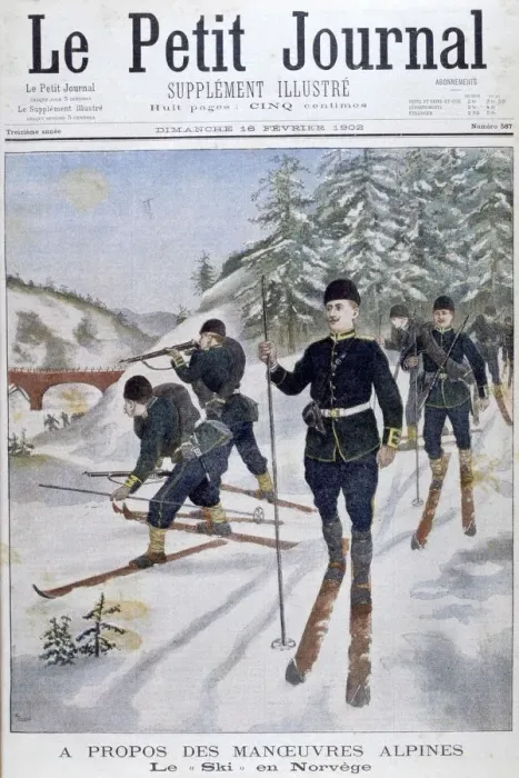 Framed Print : Troops on skis on alpine manoeuvres, Norway, 1902 Framed Print : Troops on skis on alpine manoeuvres, Norway, 1902