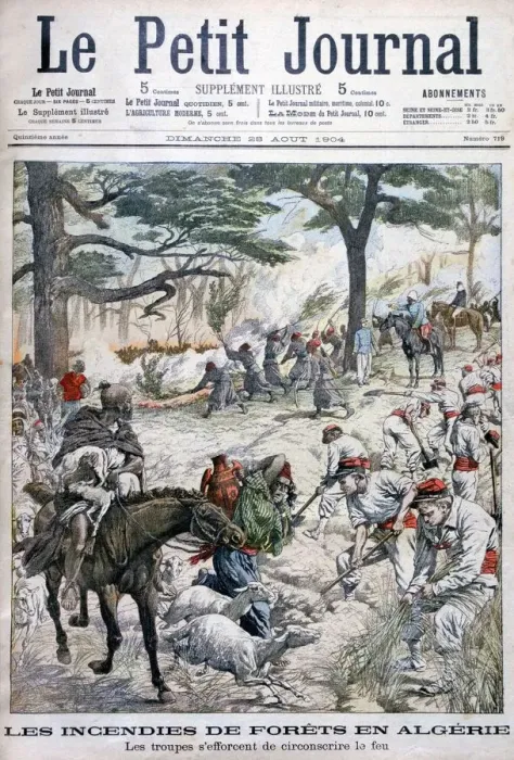 Framed Print : Troops trying to contain a forest fire, Algeria, 1904 Framed Print : Troops trying to contain a forest fire, Algeria, 1904