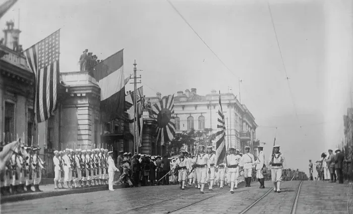 Framed Print : Troops in Vladivostok, Czech Hq [?], between c1915 and c1920. Creator: Bain News Service
