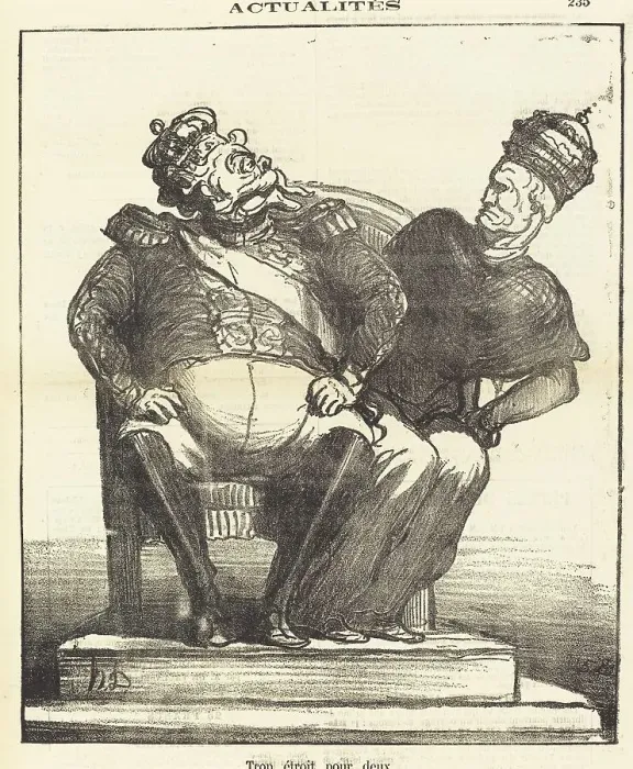 Framed Print : Trop étroit pour deux, 1870. Creator: Honore Daumier Framed Print : Trop étroit pour deux, 1870. Creator: Honore Daumier