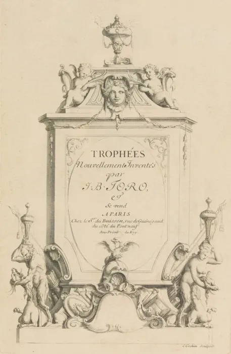 Framed Print : Trophees Nouvellement Inventez par J. B. Toro (Title Page), 1716. 1716 Framed Print : Trophees Nouvellement Inventez par J. B. Toro (Title Page), 1716. 1716