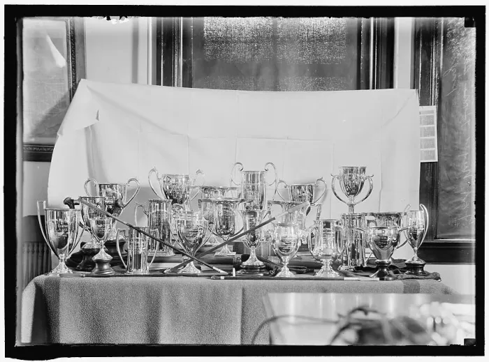 Framed Print : Trophies, between 1913 and 1917. Creator: Harris & Ewing. Trophies, between 1913 and 1917. Creator: Harris & Ewing Framed Print : Trophies, between 1913 and 1917. Creator: Harris & Ewing. Trophies, between 1913 and 1917. Creator: Harris & Ewing