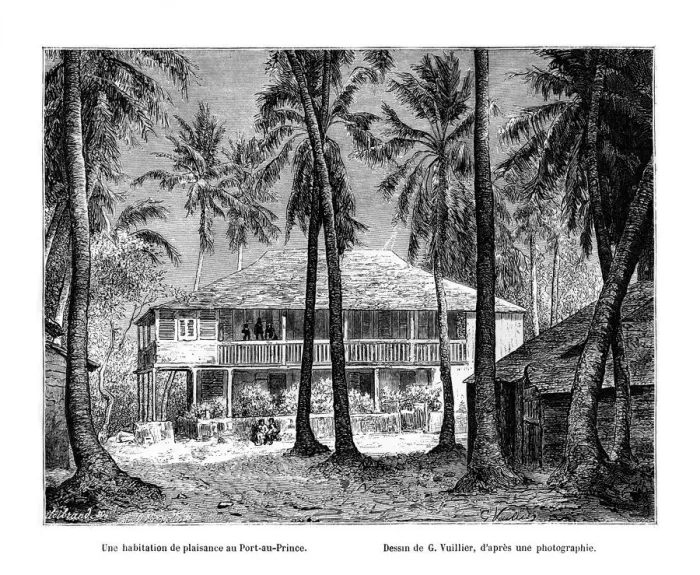 Framed Print : Tropical building, Port-au-Prince, Haiti, 19th century. Artist: Vuillier Framed Print : Tropical building, Port-au-Prince, Haiti, 19th century. Artist: Vuillier