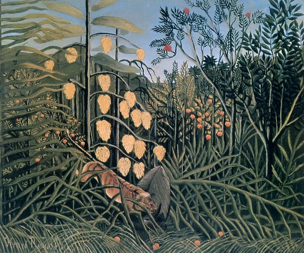 Tropical Forest: Battling Tiger and Buffalo, 1908. Artist: Henri Rousseau