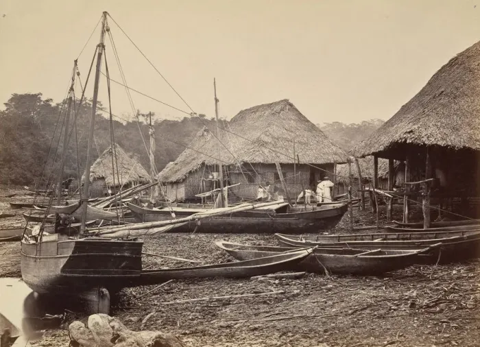 Framed Print : Tropical Scenery, Landing, Chipigana, 1871. Creator: John Moran Framed Print : Tropical Scenery, Landing, Chipigana, 1871. Creator: John Moran