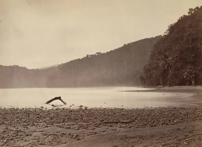 Framed Print : Tropical Scenery, The Terminus of the Proposed Canal, Limon Bay, 1871. Creator: John Moran Framed Print : Tropical Scenery, The Terminus of the Proposed Canal, Limon Bay, 1871. Creator: John Moran