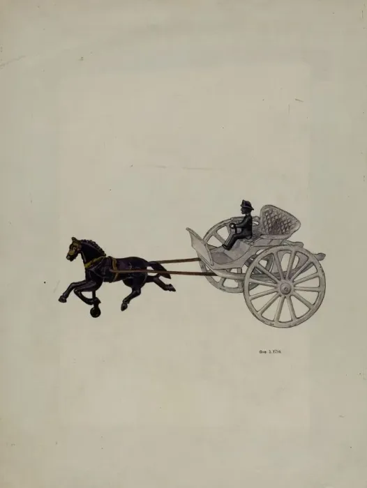 Framed Print : Trotter and Gig Iron Toy, c. 1939. Creator: George File Framed Print : Trotter and Gig Iron Toy, c. 1939. Creator: George File