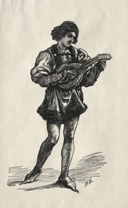 Framed Print : A Troubadour. Creator: Hubert von Herkomer (British, 1849-1914) Framed Print : A Troubadour. Creator: Hubert von Herkomer (British, 1849-1914)