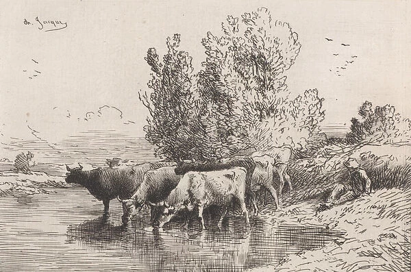 The Trough, 1864. Creator: Charles Emile Jacque