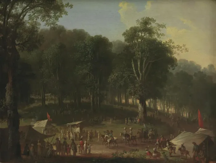 Framed Print : A Troup of Performers Arriving at the Fair at Dyrehavsbakken Near the Deer Park, North... 1798-1801 Creator: Christian August Lorentzen Framed Print : A Troup of Performers Arriving at the Fair at Dyrehavsbakken Near the Deer Park, North... 1798-1801 Creator: Christian August Lorentzen