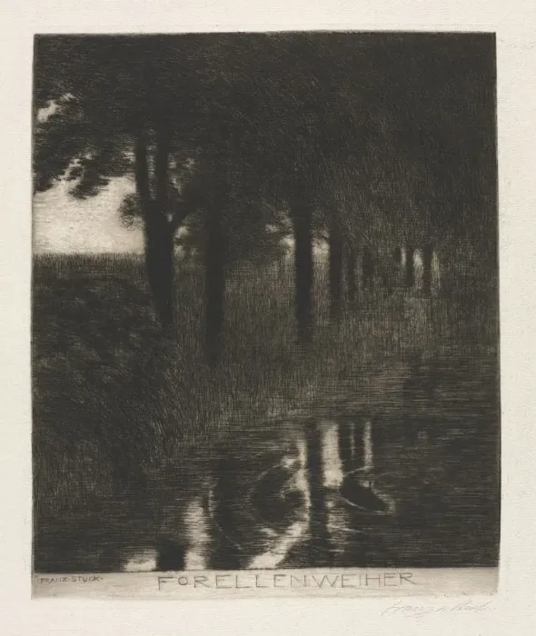 Framed Print : Trout Pond. Creator: Franz von Stuck (German, 1863-1928) Framed Print : Trout Pond. Creator: Franz von Stuck (German, 1863-1928)