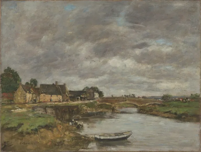 Framed Print : Trouville. An old bridge upon the Touques, c1890. Creator: Boudin, Eugene-Louis (1824-1898) Framed Print : Trouville. An old bridge upon the Touques, c1890. Creator: Boudin, Eugene-Louis (1824-1898)