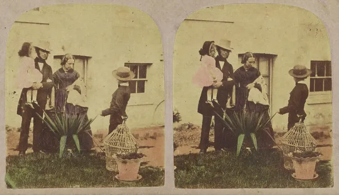 Framed Print : The truant from school found in the Garden, about 1860. Creator: London Stereoscopic & Photographic Co Framed Print : The truant from school found in the Garden, about 1860. Creator: London Stereoscopic & Photographic Co