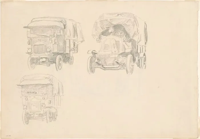 Framed Print : Trucks [recto], 1918. Creator: John Singer Sargent