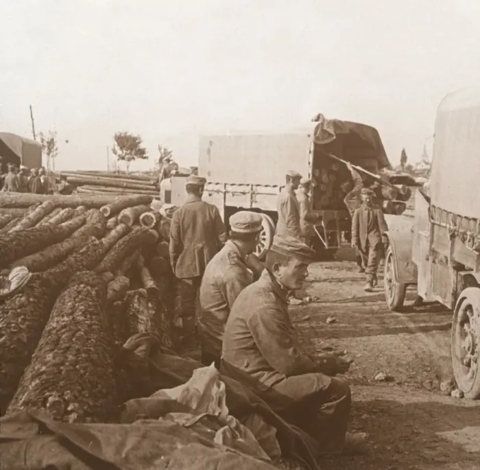 Framed Print : Trucks on the Voie Sacree, Verdun, northern France, c1914-c1918 Framed Print : Trucks on the Voie Sacree, Verdun, northern France, c1914-c1918