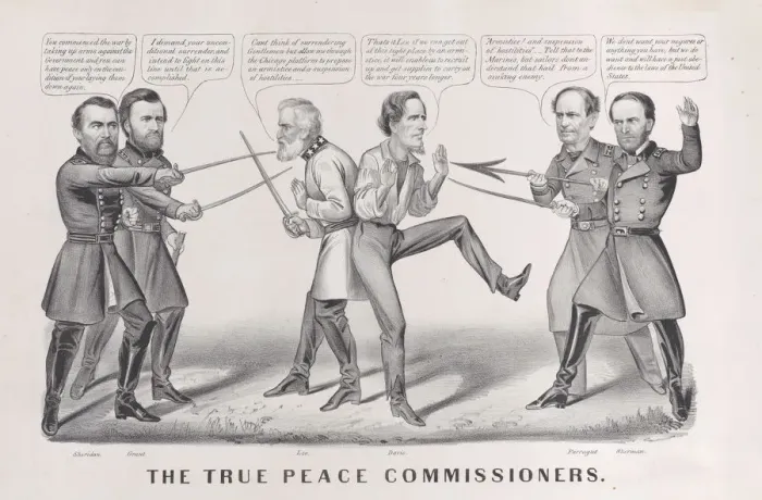 Framed Print : The True Peace Commissioners, 1865. 1865. Creators: Nathaniel Currier Framed Print : The True Peace Commissioners, 1865. 1865. Creators: Nathaniel Currier