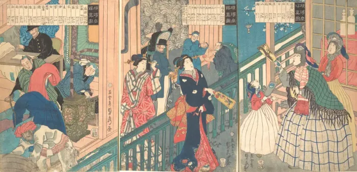 Framed Print : A True View of a Trading House of a Yokohama Merchant, 1st month, 1861 Framed Print : A True View of a Trading House of a Yokohama Merchant, 1st month, 1861