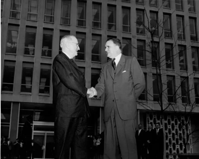 Framed Print : Truman and Webb at NASA Headquarters, 1961. Creator: NASA Framed Print : Truman and Webb at NASA Headquarters, 1961. Creator: NASA