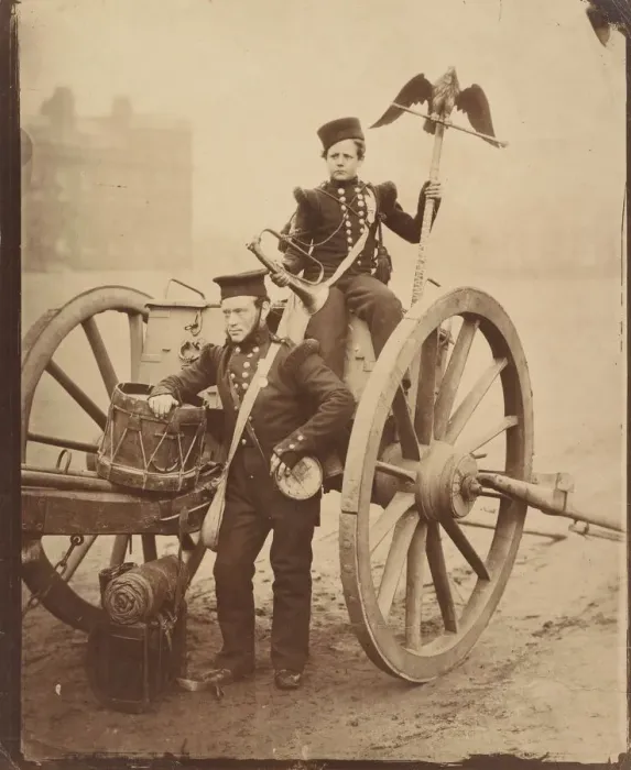 Framed Print : Trumpeter Gritten and Trumpeter Lang at Woolwich, 1856. Creator: Cundall & Howlett Framed Print : Trumpeter Gritten and Trumpeter Lang at Woolwich, 1856. Creator: Cundall & Howlett