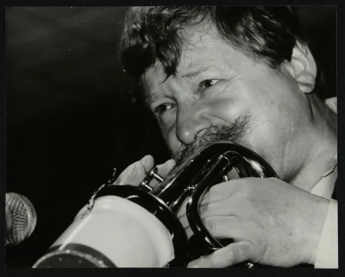 Framed Print : Trumpeter Janusz Carmello performing at The Fairway, Welwyn Garden City, Hertfordshire, 1991 Framed Print : Trumpeter Janusz Carmello performing at The Fairway, Welwyn Garden City, Hertfordshire, 1991