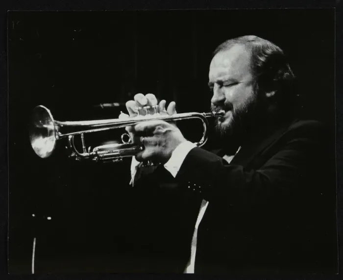 Framed Print : Trumpeter Keith Smith playing at Stevenage, Hertfordshire, 1984. Artist: Denis Williams Framed Print : Trumpeter Keith Smith playing at Stevenage, Hertfordshire, 1984. Artist: Denis Williams