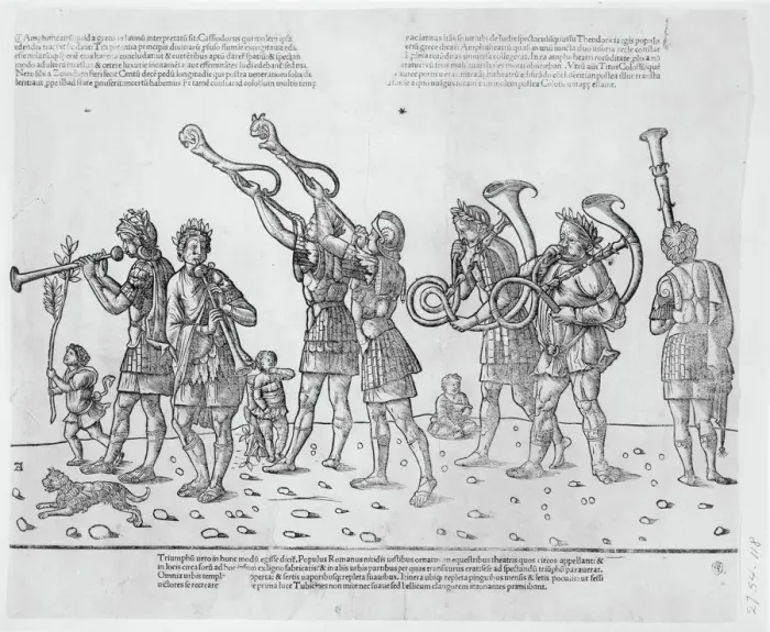 Framed Print : Trumpeters, from The Triumph of Caesar, 1504. Creator: Jacob von Strassburg Framed Print : Trumpeters, from The Triumph of Caesar, 1504. Creator: Jacob von Strassburg