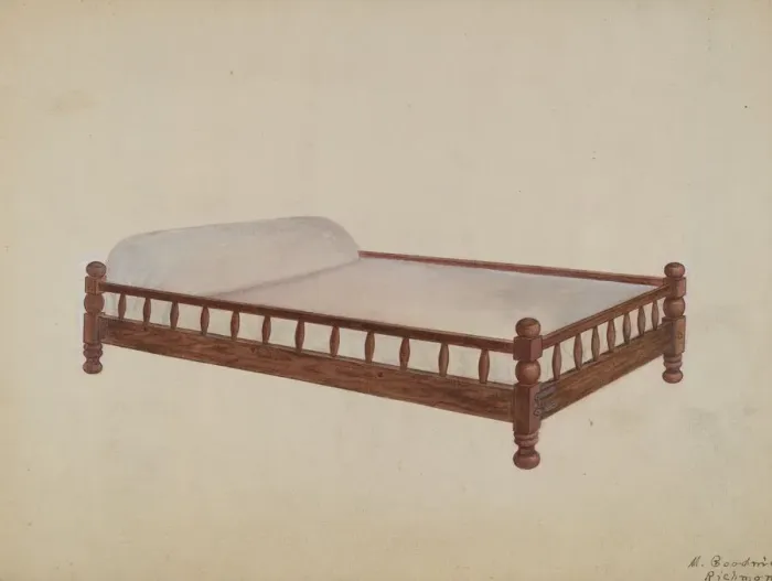 Framed Print : Trundle Bed, 1935 / 1942. Creator: Mattie P. Goodman Framed Print : Trundle Bed, 1935 / 1942. Creator: Mattie P. Goodman