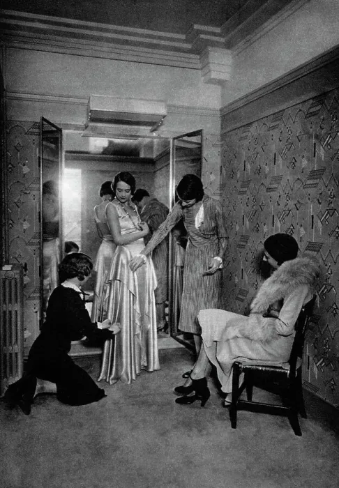 Framed Print : Trying on a dress at a great dressmakers, Paris, 1931. Artist: Ernest Flammarion Framed Print : Trying on a dress at a great dressmakers, Paris, 1931. Artist: Ernest Flammarion