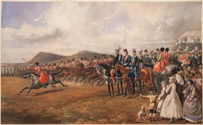 Framed Print : Tsar Alexander II reviewing troops, 1867. Artist: Anonymous Framed Print : Tsar Alexander II reviewing troops, 1867. Artist: Anonymous