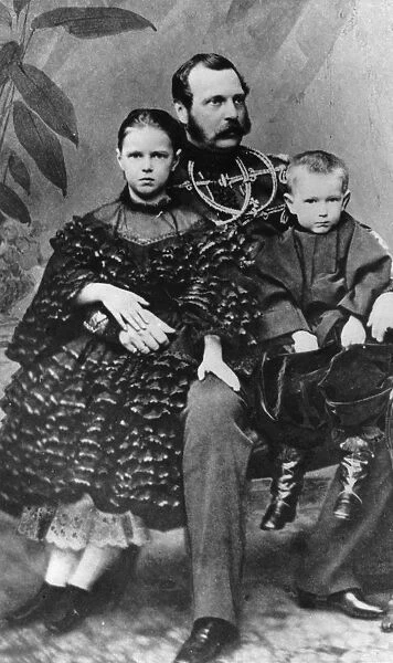 Tsar Alexander II of Russia with his daughter Maria and son Sergei, c1860-c1862