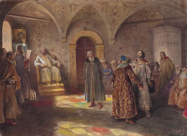 Tsar and boyars, 1907. Creator: Lebedev, Klavdi Vasilyevich (1852-1916)