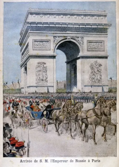 Framed Print : Tsar Nicholas II arrives in Paris, 1896. Artist: Henri Meyer