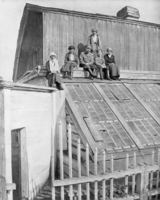 Framed Print : Tsar Nicholas II and his children sitting on a greenhouse, Tobolsk, Siberia, Russia, 1917 Framed Print : Tsar Nicholas II and his children sitting on a greenhouse, Tobolsk, Siberia, Russia, 1917