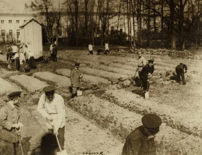 Framed Print : Tsar Nicholas II and family gardening at Alexander Palace during internment at Tsarskoye Selo, 1917 Framed Print : Tsar Nicholas II and family gardening at Alexander Palace during internment at Tsarskoye Selo, 1917