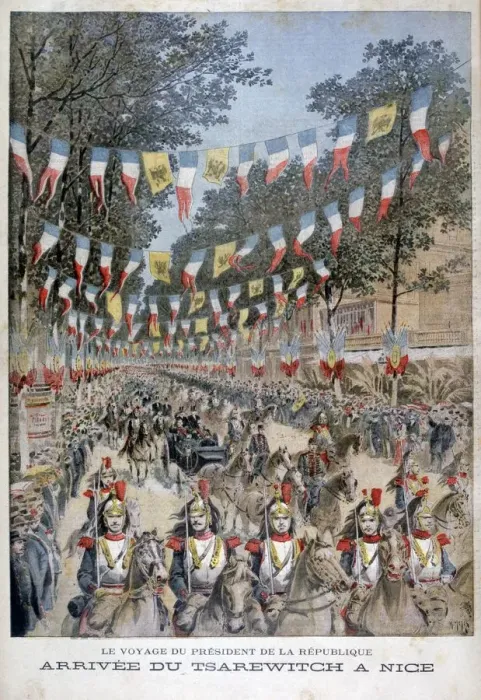 Framed Print : Tsar Nicholas II of Russia and President Felix Faure of France arrive in Nice, 1896. Artist: Henri Meyer Framed Print : Tsar Nicholas II of Russia and President Felix Faure of France arrive in Nice, 1896. Artist: Henri Meyer