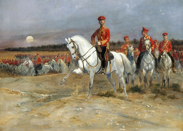 Tsarevich Nicholas Reviewing the Troops. Artist: Detaille, Edouard (1848-1912)