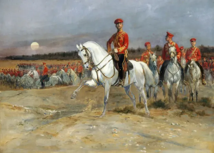 Framed Print : Tsarevich Nicholas Reviewing the Troops. Artist: Detaille, Edouard (1848-1912) Framed Print : Tsarevich Nicholas Reviewing the Troops. Artist: Detaille, Edouard (1848-1912)
