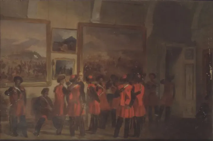 Framed Print : Tsars bodyguard of Cossacks in the Winter palace. Artist: Sverchkov, Vladimir Dmitrievich (1820-1888) Framed Print : Tsars bodyguard of Cossacks in the Winter palace. Artist: Sverchkov, Vladimir Dmitrievich (1820-1888)