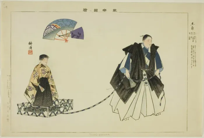 Framed Print : Tsuchi-guruma, from the series Pictures of No Performances (Nogaku Zue), 1898. Creator: Kogyo Tsukioka. Tsuchi-guruma, from the series Pictures of No Performances (Nogaku Zue), 1898. Creator: Kogyo Tsukioka Framed Print : Tsuchi-guruma, from the series Pictures of No Performances (Nogaku Zue), 1898. Creator: Kogyo Tsukioka. Tsuchi-guruma, from the series Pictures of No Performances (Nogaku Zue), 1898. Creator: Kogyo Tsukioka