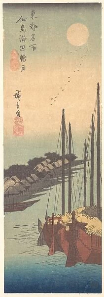 Tsukudajima Kaihin Rogetsu, ca. 1836. ca. 1836. Creator: Ando Hiroshige