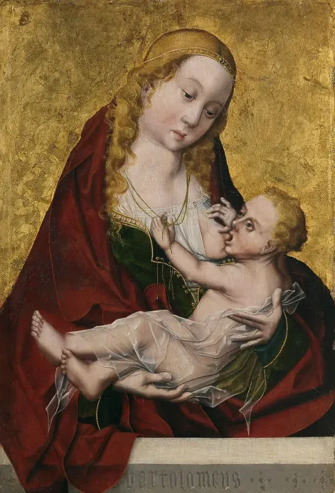 Framed Print : Tthe Virgin suckling the Child, c. 1490. Artist: Maestro Bartolome (active late 15th-century) Framed Print : Tthe Virgin suckling the Child, c. 1490. Artist: Maestro Bartolome (active late 15th-century)