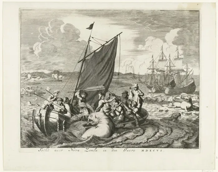 Framed Print : Tthe voyage to Novaya Zemlya in 1596, 1679-1681. Artist: Luyken, Jan (Johannes) (1649-1712) Framed Print : Tthe voyage to Novaya Zemlya in 1596, 1679-1681. Artist: Luyken, Jan (Johannes) (1649-1712)