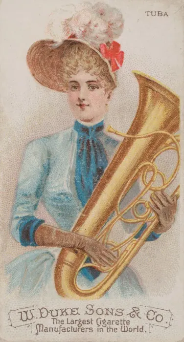 Framed Print : Tuba, from the Musical Instruments series (N82) for Duke brand cigarettes, 1888. 1888 Framed Print : Tuba, from the Musical Instruments series (N82) for Duke brand cigarettes, 1888. 1888