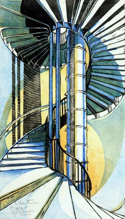 Framed Print : The Tube staircase, 1929. Creator: Cyril Edward Power Framed Print : The Tube staircase, 1929. Creator: Cyril Edward Power