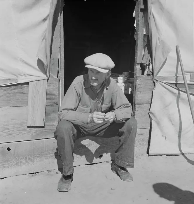 Framed Print : Tubercular migrant in a potato pickers camp, Kern County, California, 1937. Creator: Dorothea Lange Framed Print : Tubercular migrant in a potato pickers camp, Kern County, California, 1937. Creator: Dorothea Lange