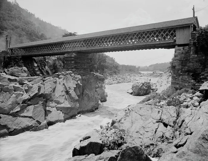 Framed Print : Tucker Toll Bridge, Bellows Falls, Vt. between 1900 and 1910. Creator: Unknown
