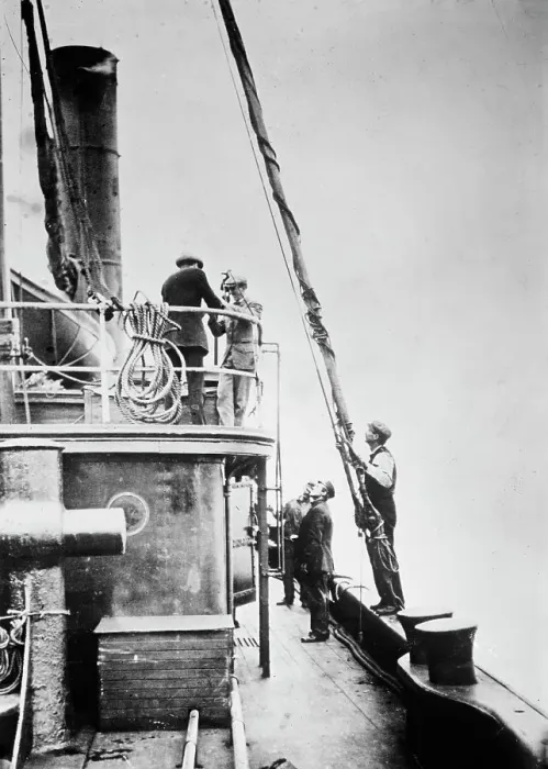 Framed Print : Tug on way to meet Carpathia, 1912. Creator: Bain News Service Framed Print : Tug on way to meet Carpathia, 1912. Creator: Bain News Service